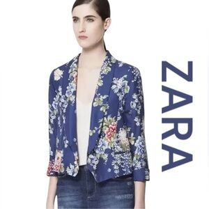 ZARA Floral Cropped Blazer, 3/4 Length Sleeves, Size XS.